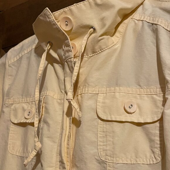 SO SOFT!! Croft & Barrow L Yellow Knit Woven Cotton Zip Button Sweatshirt Jacket - Picture 6 of 15